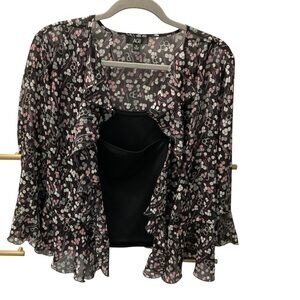 AGB WOMENS BLOUSE WITH ATTACHED BLACK TANK TOP 2 pc